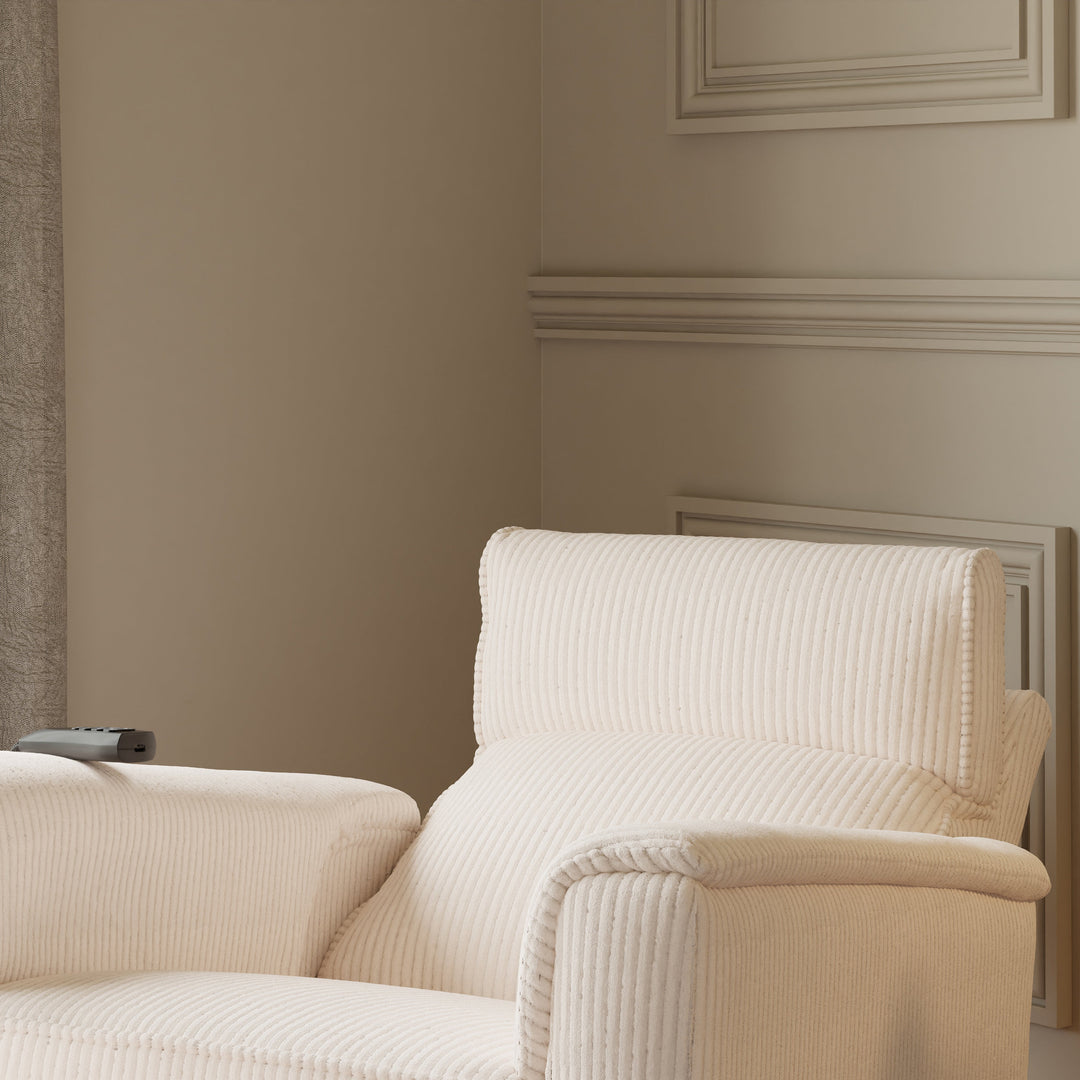 Monogram by Namesake Willa Deluxe Power Recliner and Swivel Glider with Heat + Massage | Ivory Corduroy