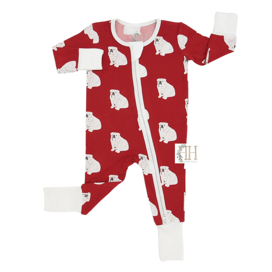 Red Bulldog Pajamas for Baby Boy Football Season 