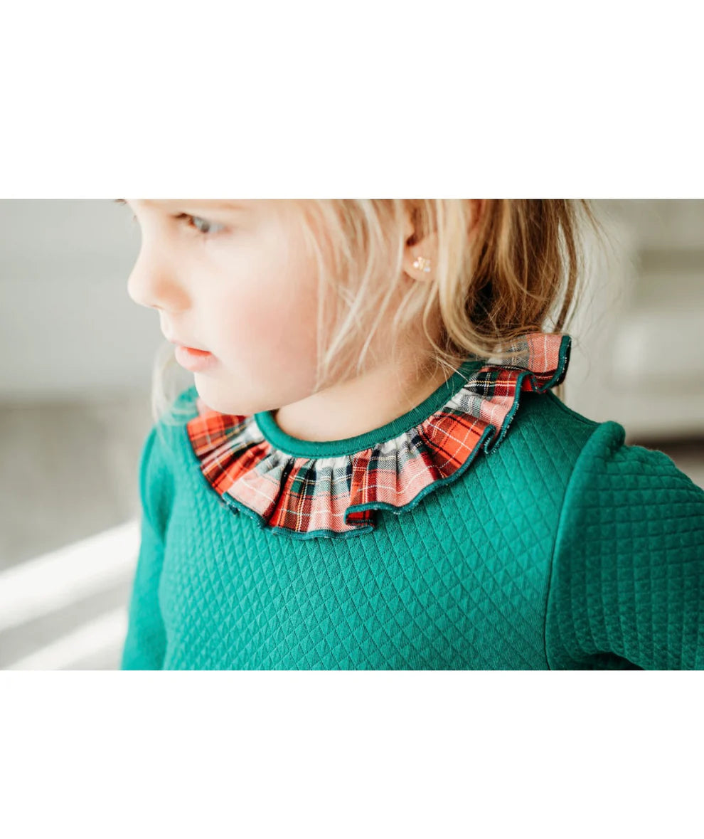Green Quilted Girls Dress by Maddie & Connor - back view