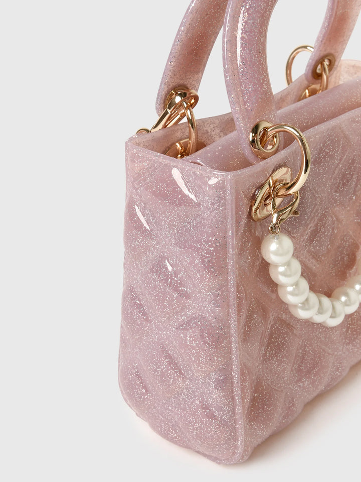 Pink Pearl Quilted  Purse