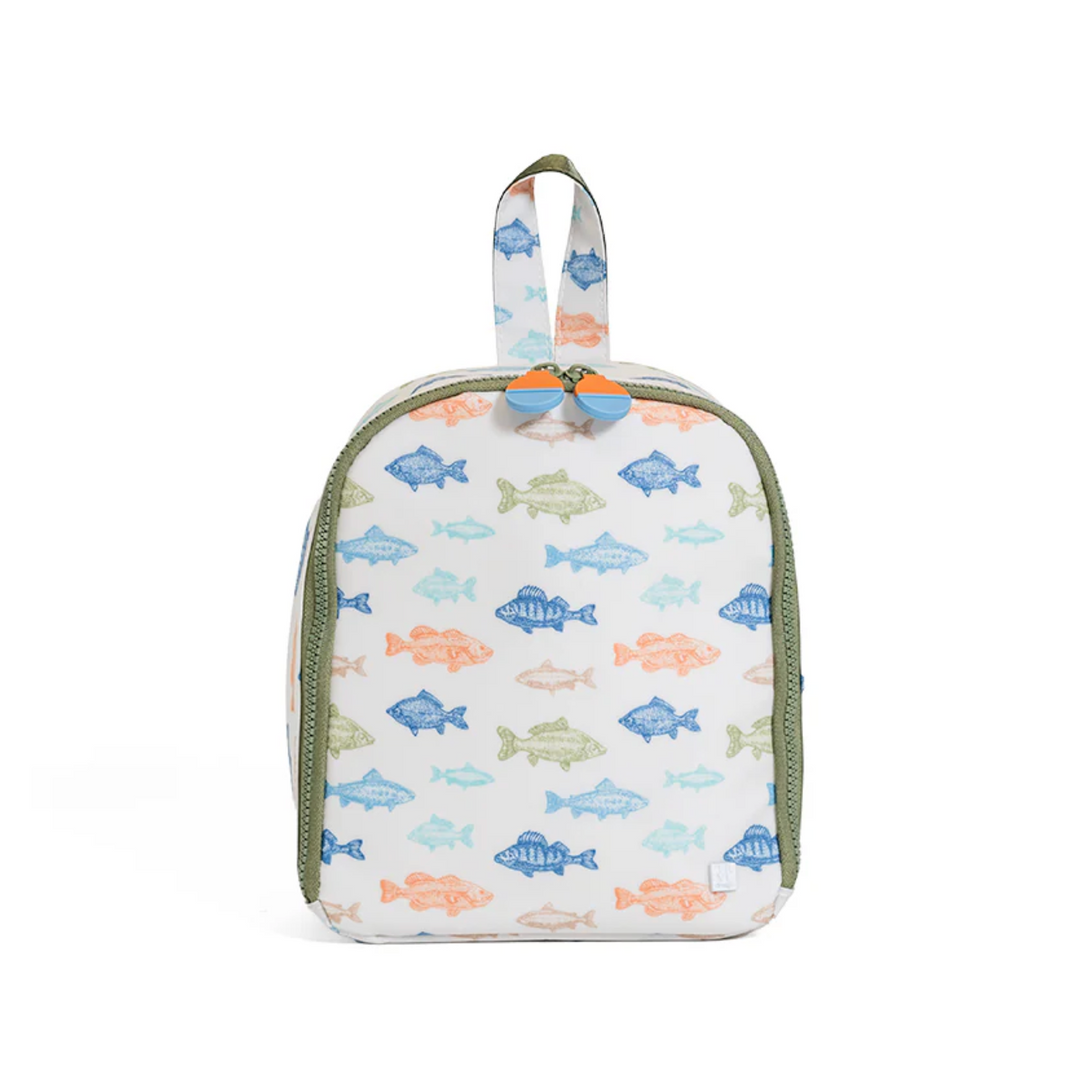 Lunch Bag with Multi Color Fish with Bobber Inspired Zipper
