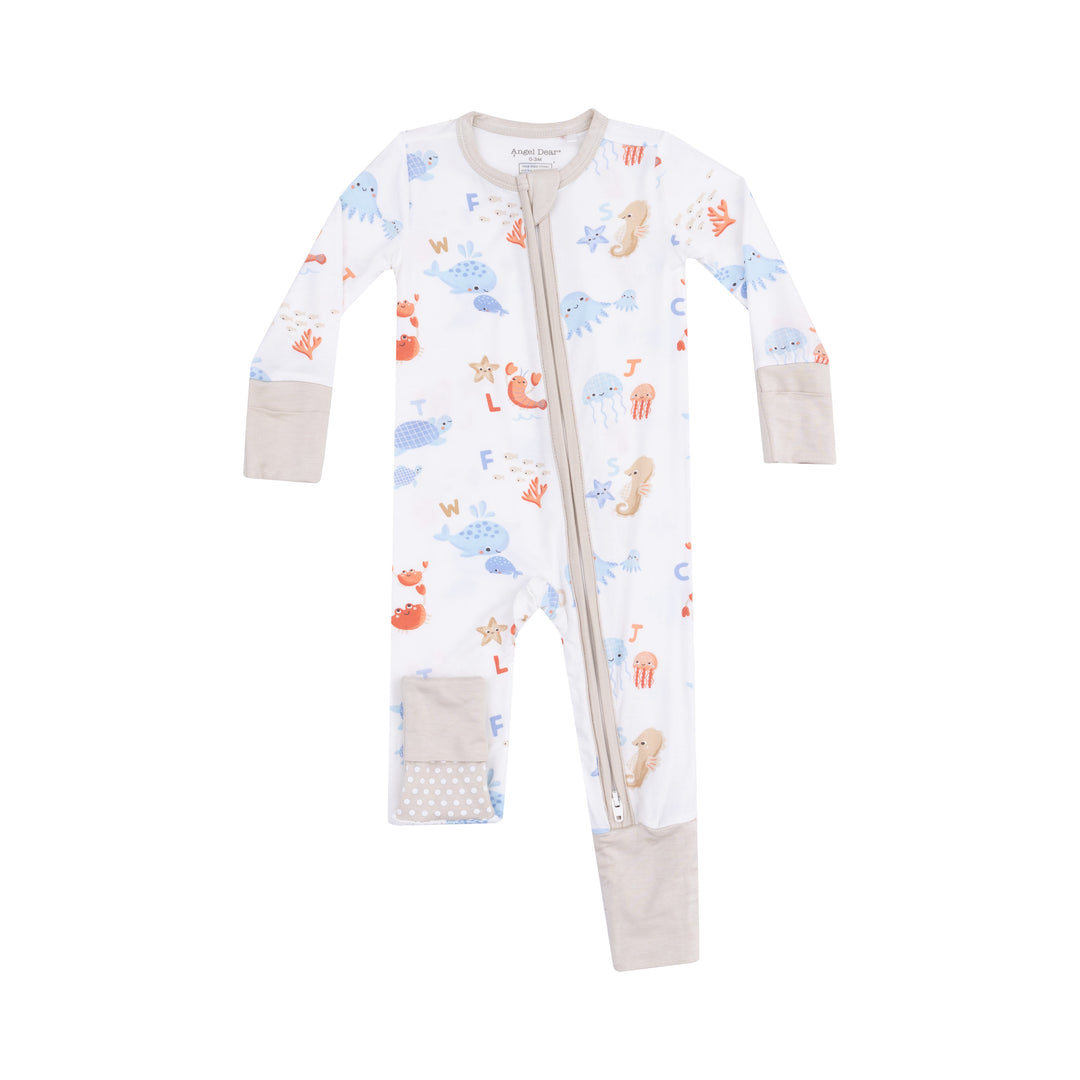 Coastal Abcs 2 Way Zipper Romper