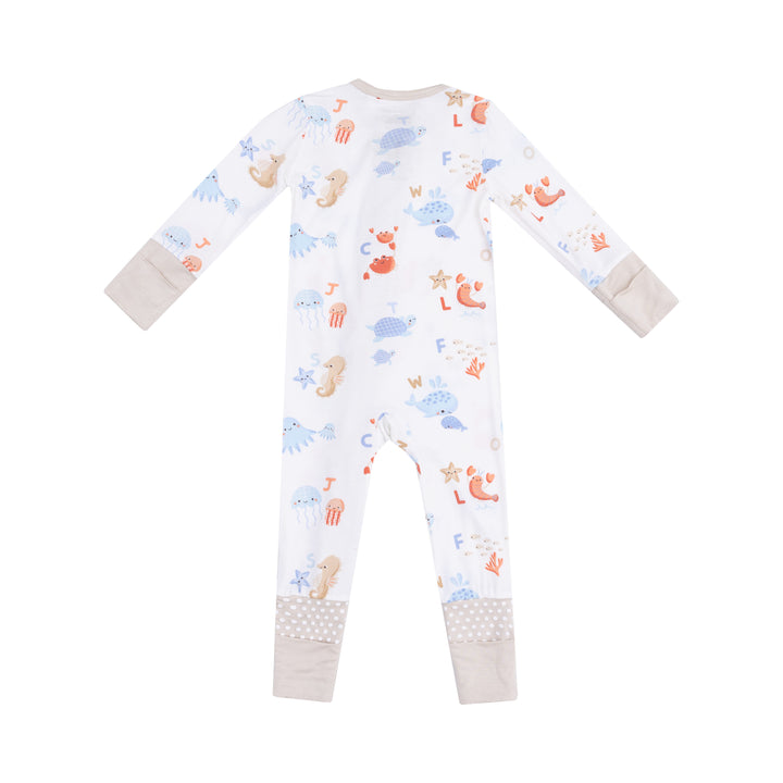 Coastal Abcs 2 Way Zipper Romper