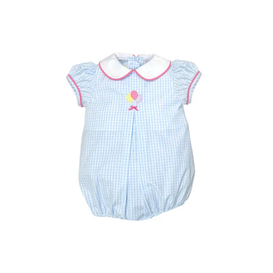 Birthday Elizabeth Bubble, Light Blue Medium Gingham