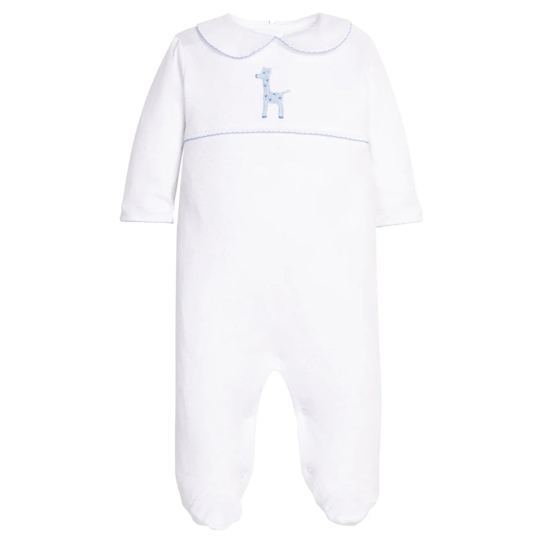 Blue Giraffe Crochet Footie by Little English - baby one-piece romper