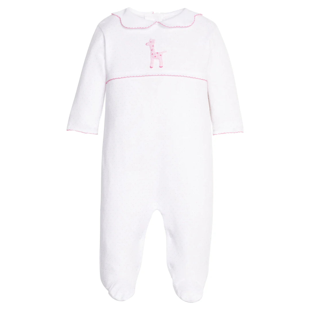 Pink Giraffe Crochet Footie by Little English - baby one-piece romper