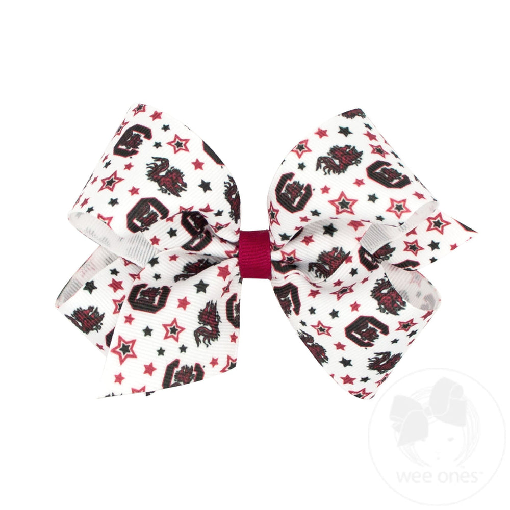 Medium Signature Collegiate Logo Print Grosgrain Hair Bow by Wee Ones - back view