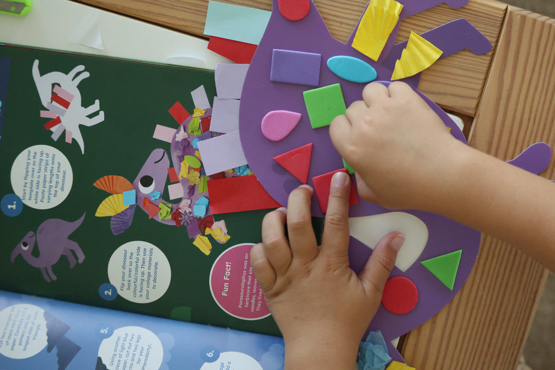 Dinosaur Collage Sensory Activity Box by Connetix - close-up detail