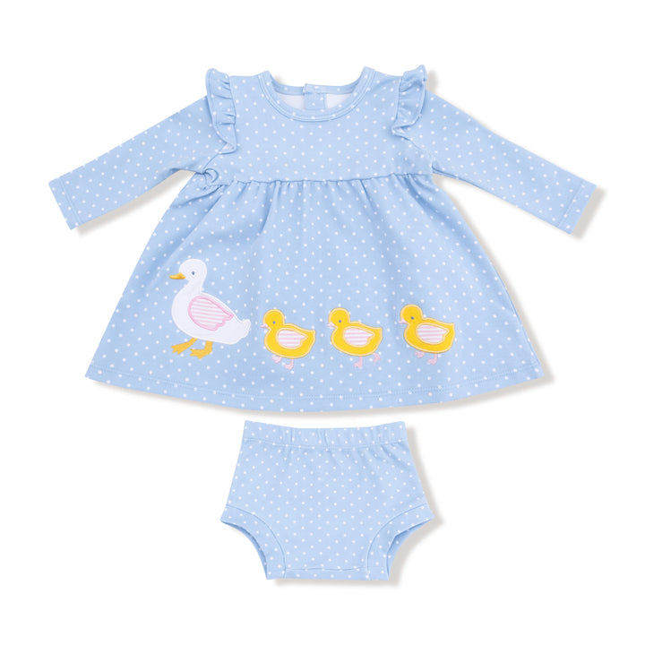 L/S Chambray blue Dot with Duck Family