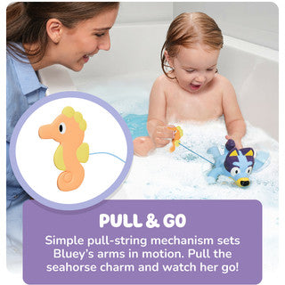 Toomies Swimming Bluey Bath Toy with Seahorse by Cuddles & Carriages - product view 7