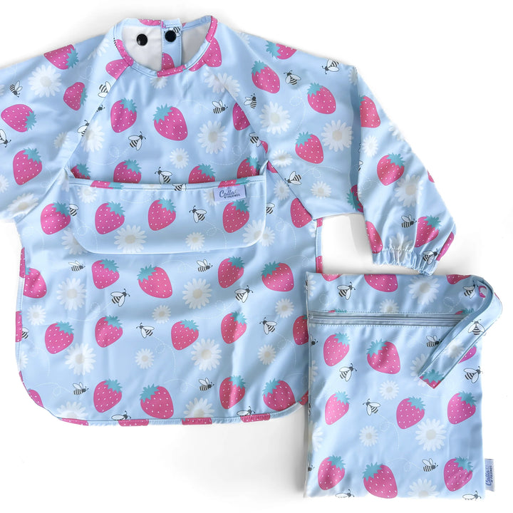 The Grayson Strawberry Patch Long Sleeve Bib