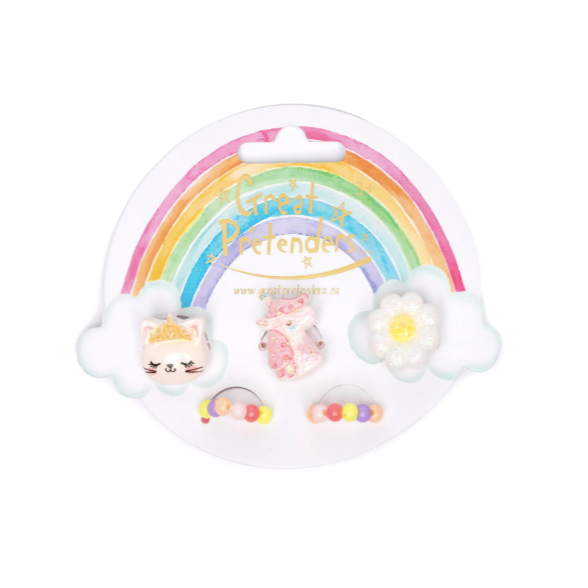 Flower, Kitty, Unicorn Elastic Ring Sets