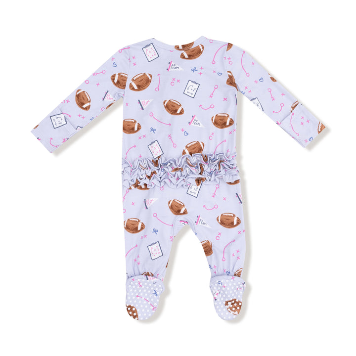 Touchtown Time- Lavender- 2 Way Ruffle Zipper Footie