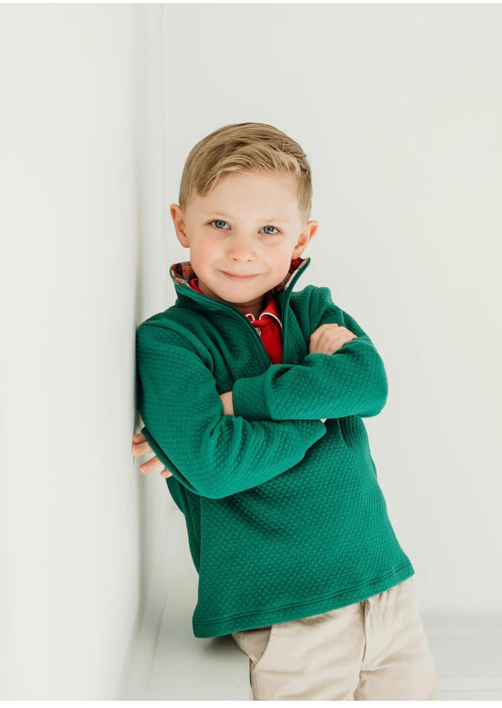 Green Quilted Pullover by Maddie & Connor - back view