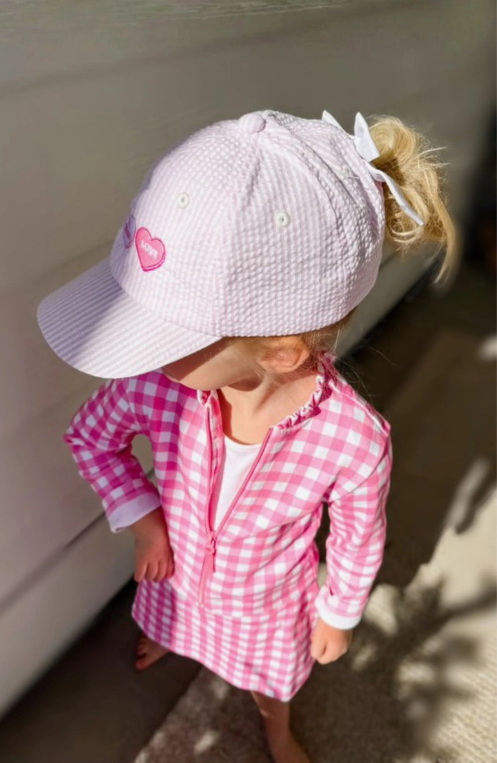 Candy Hearts Bow Baseball Hat by Bits and Bows - back view