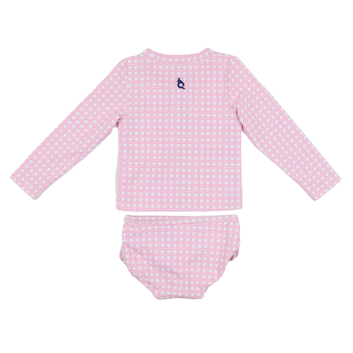 Pink Cane Lattice Girls' Swimsuit