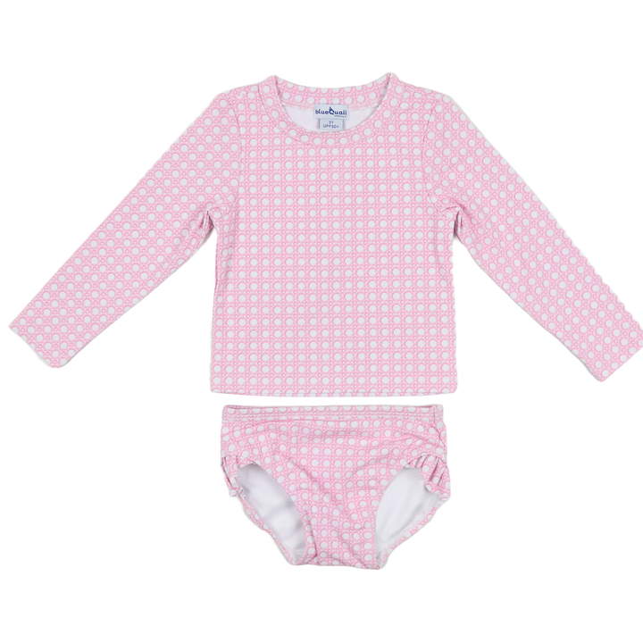 Pink Cane Lattice Girls' Swimsuit
