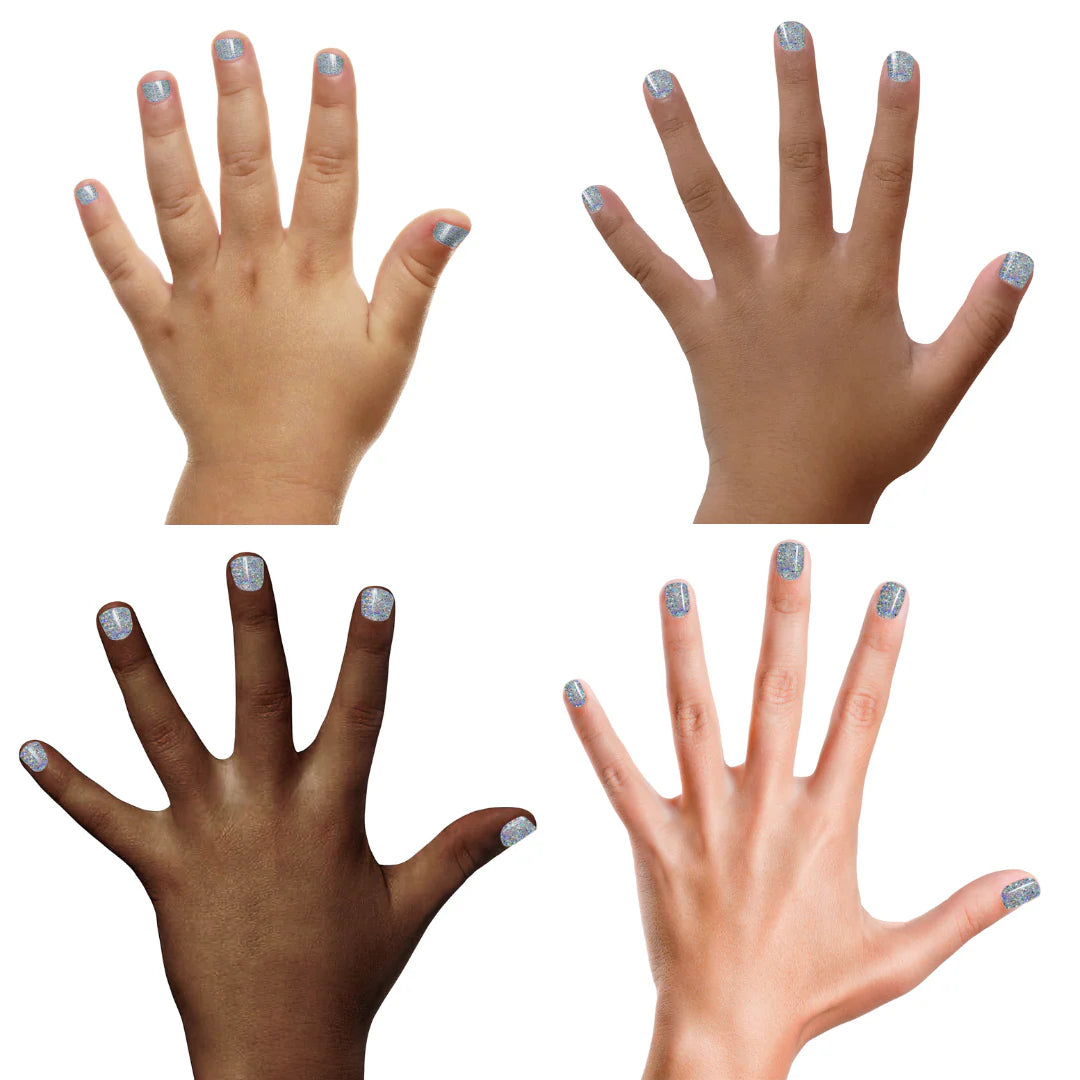 Glitterbug Silver Non-Toxic Kids Nail Polish by Piggy Paint - lifestyle view