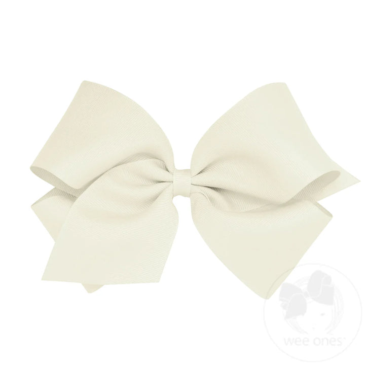 Classic Grosgrain Antique White Hair Bow (Plain Wrap)
