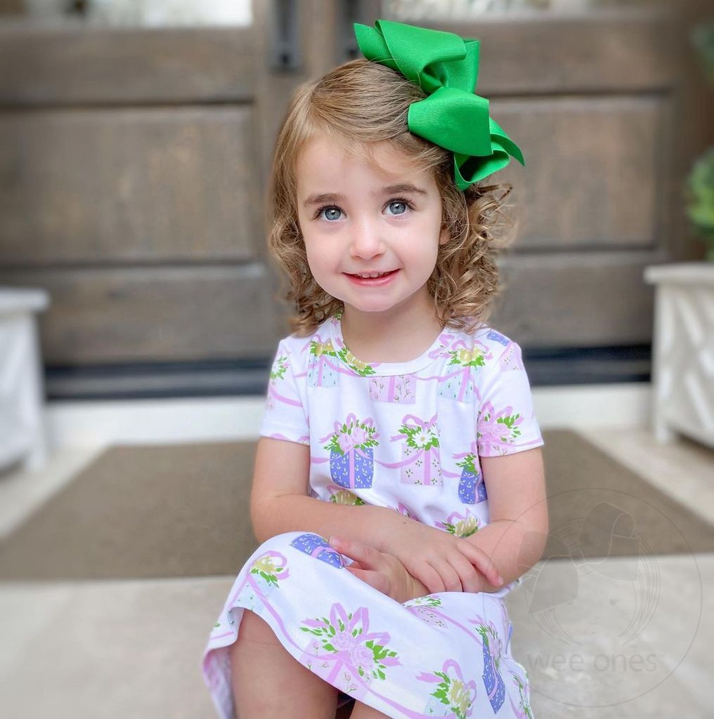 Forest Green Classic Grosgrain Hair Bow by Wee Ones - alternate view