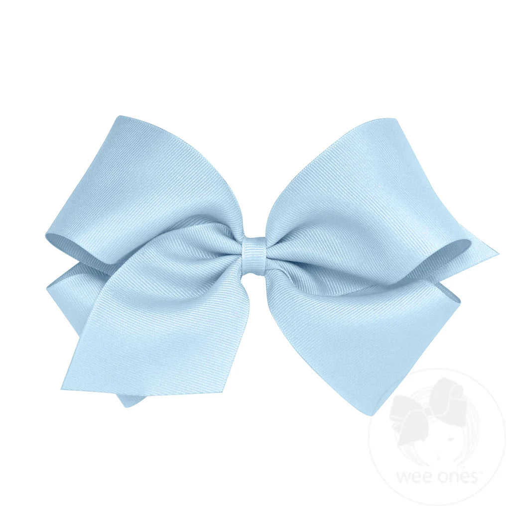 Classic Millennium Blue Grosgrain Hair Bow (Plain Wrap)