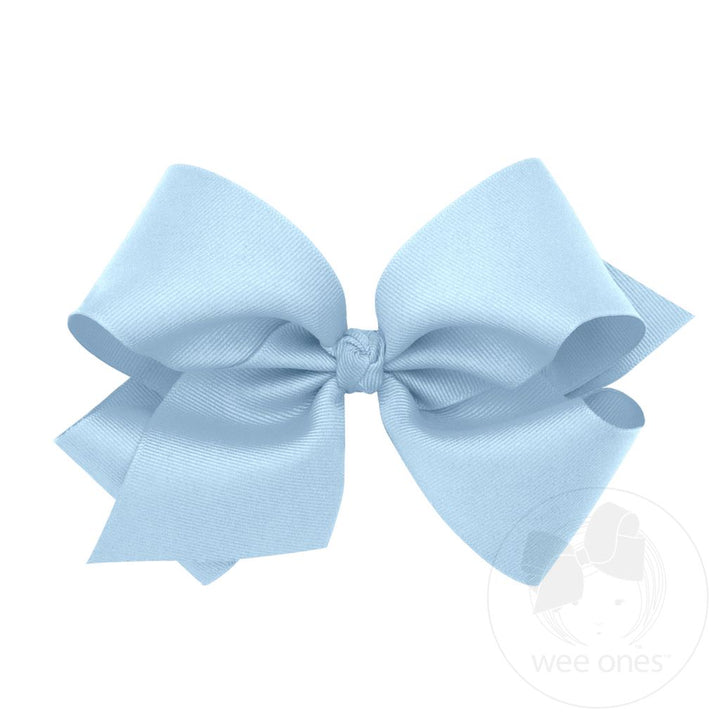 Classic Millennium Blue Grosgrain Hair Bow (Plain Wrap)