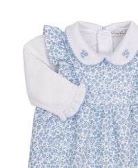 Fall Blooms Blue Jacquard Overall Set