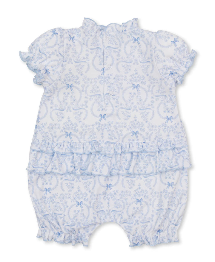 Delicate Blooming Bows Blue Short Playsuit