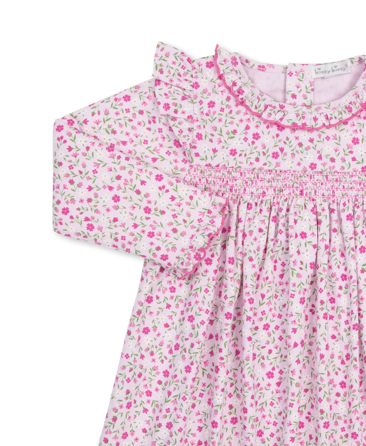 Pretty Petals Pink Smocked Toddler Dress