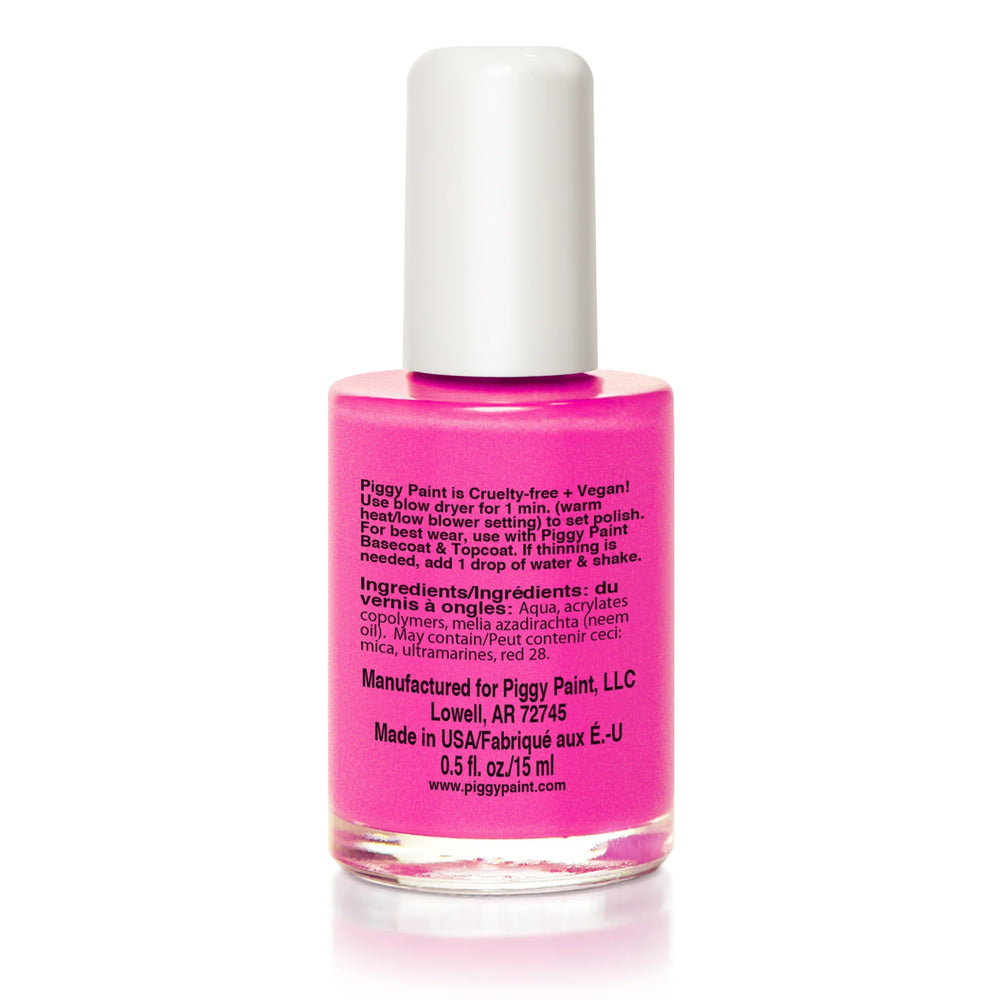 LOL Neon Magenta Nail Polish Non-Toxic by Piggy Paint - back view
