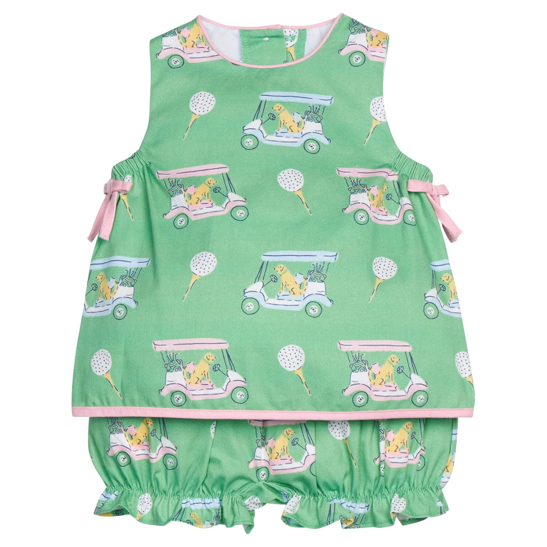 Pink Paws on Par Lily Bloomer Set by Little English - baby outfit set