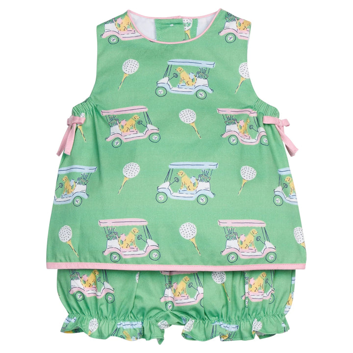 Pink Paws on Par Lily Bloomer Set by Little English - baby outfit set