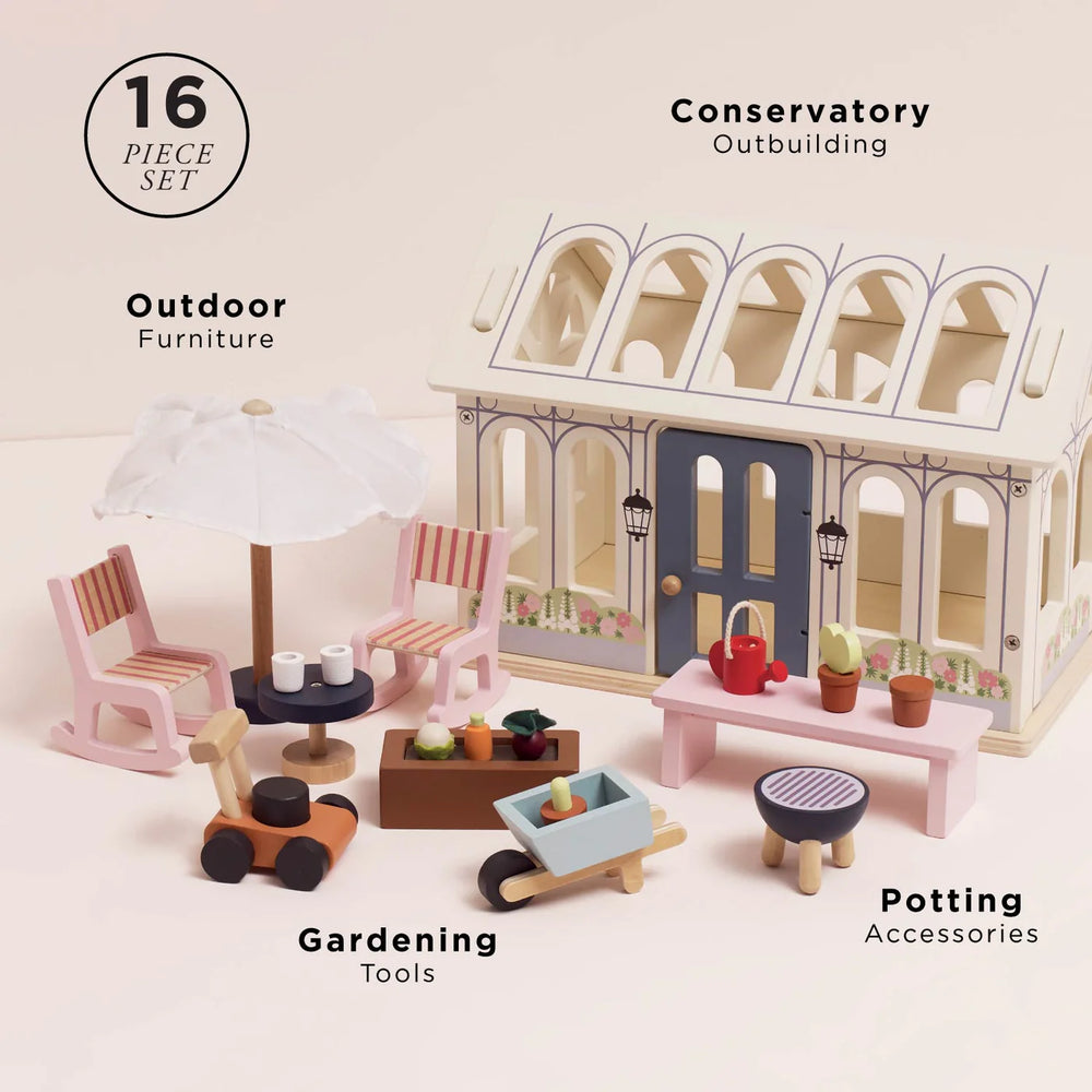 Dolls House Conservatory Playset by Le Toy Van - back view