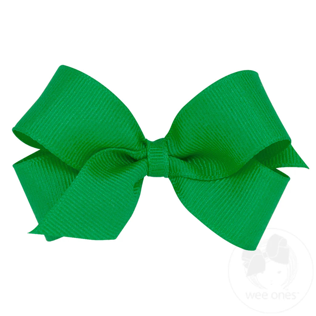Green Classic Grosgrain Hair Bow (Plain Wrap)