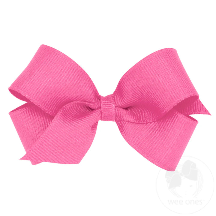 Classic Hot Pink Grosgrain Hair Bow (Plain Wrap)