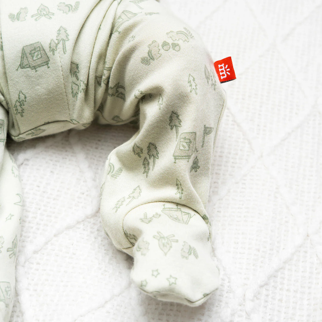 Base Camp Buddies Organic Cotton Magnetic Footie by Magnetic Me - close-up detail