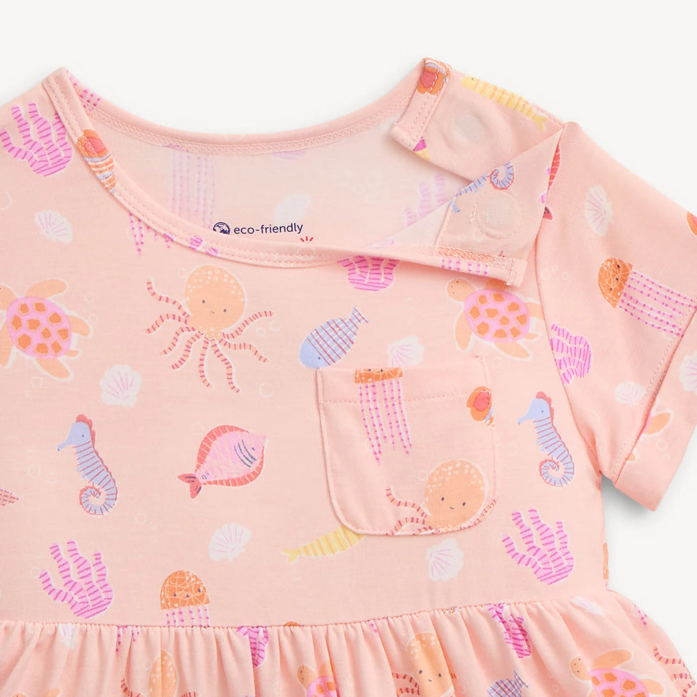 Deep Chic Pink Modal Pocket Baby Dress by Magnetic Me - back view