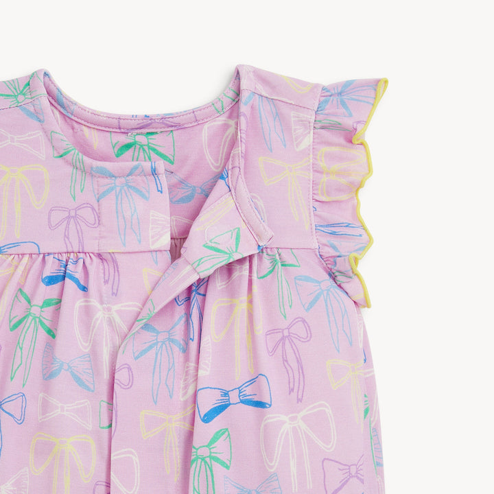 Take a Bow Modal Flutter Pant Romper by Magnetic Me - back view