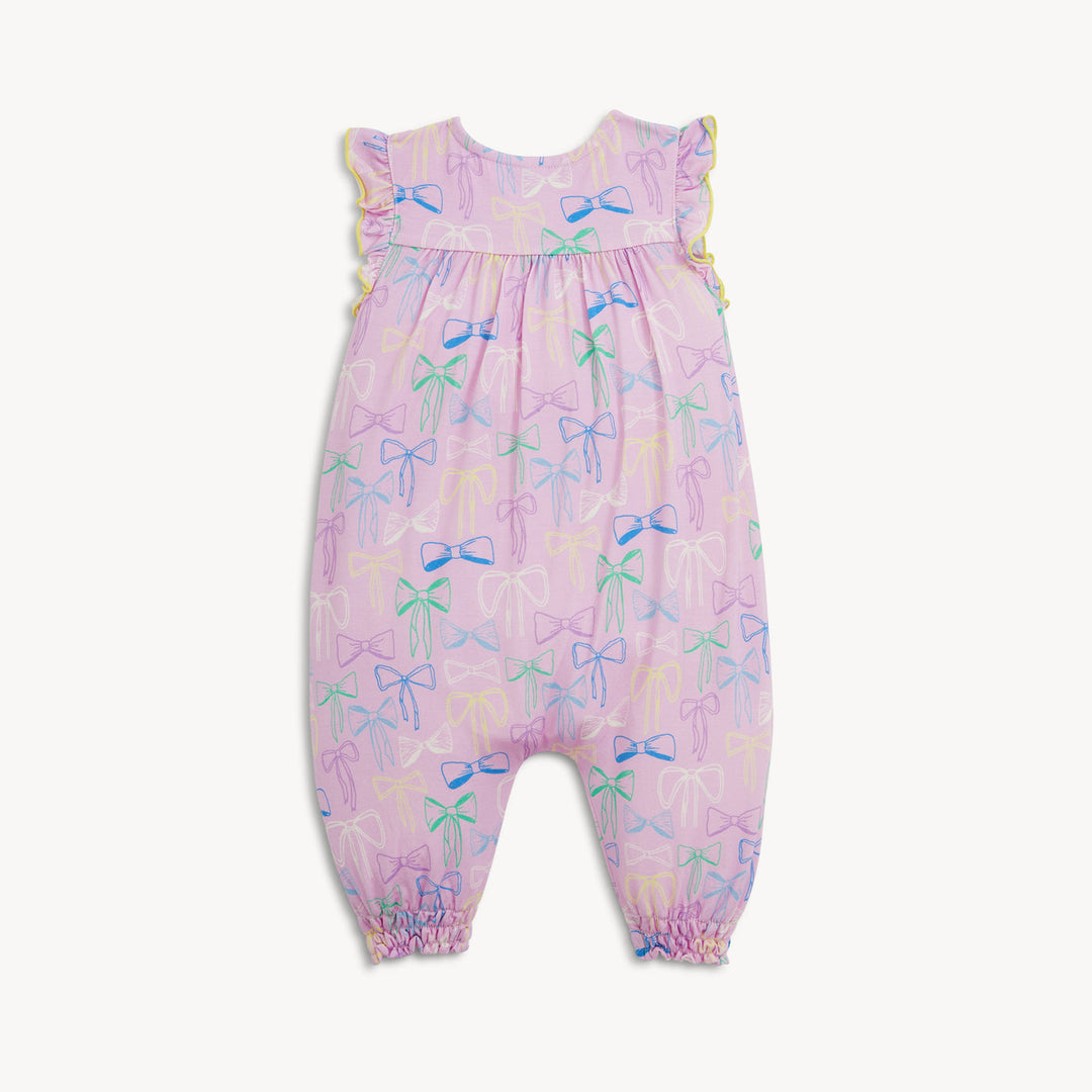 Take a Bow Modal Flutter Pant Romper by Magnetic Me - detail view
