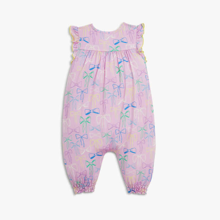 Take a Bow Modal Flutter Pant Romper by Magnetic Me - detail view