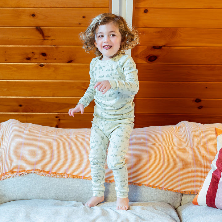 Base Camp Buddies Cotton Magnetic Pajamas by Magnetic Me - close-up detail