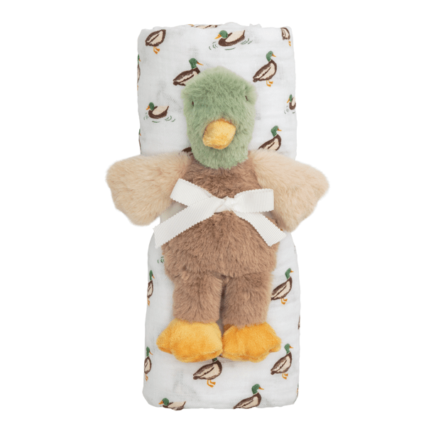 Mallard Swaddle And Rattle Set