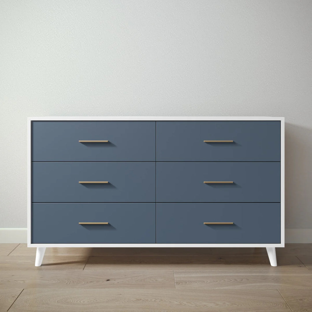 grey double dresser Luca Grey Wood 6-Drawer Dresser