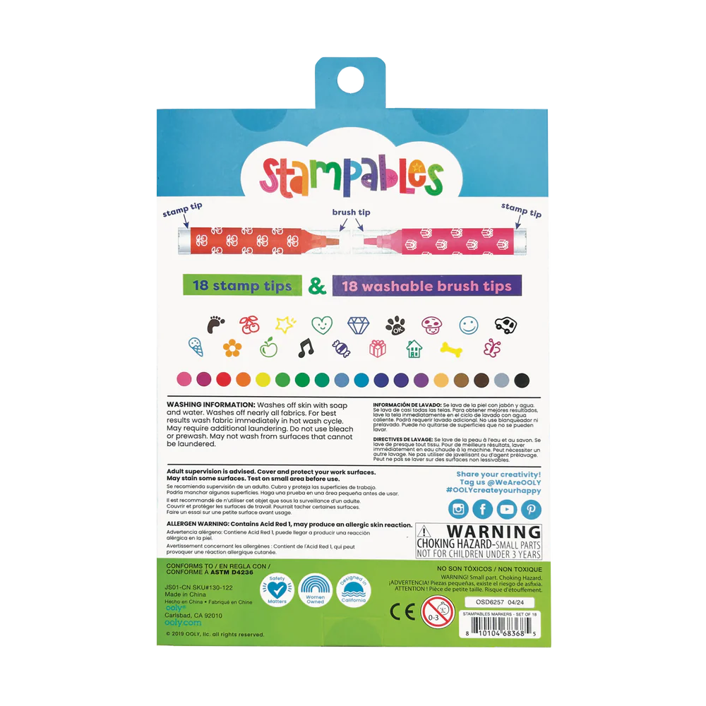 Stampables: Double-Ended Brush and Stamp Markers by Ooly - back view