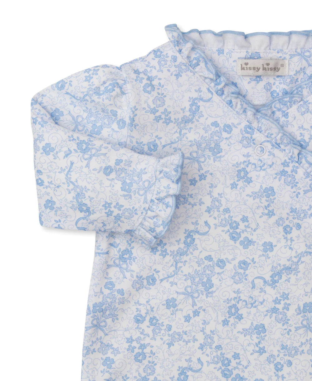 Old English Roses Blue Footie by Kissy Kissy - alternate view