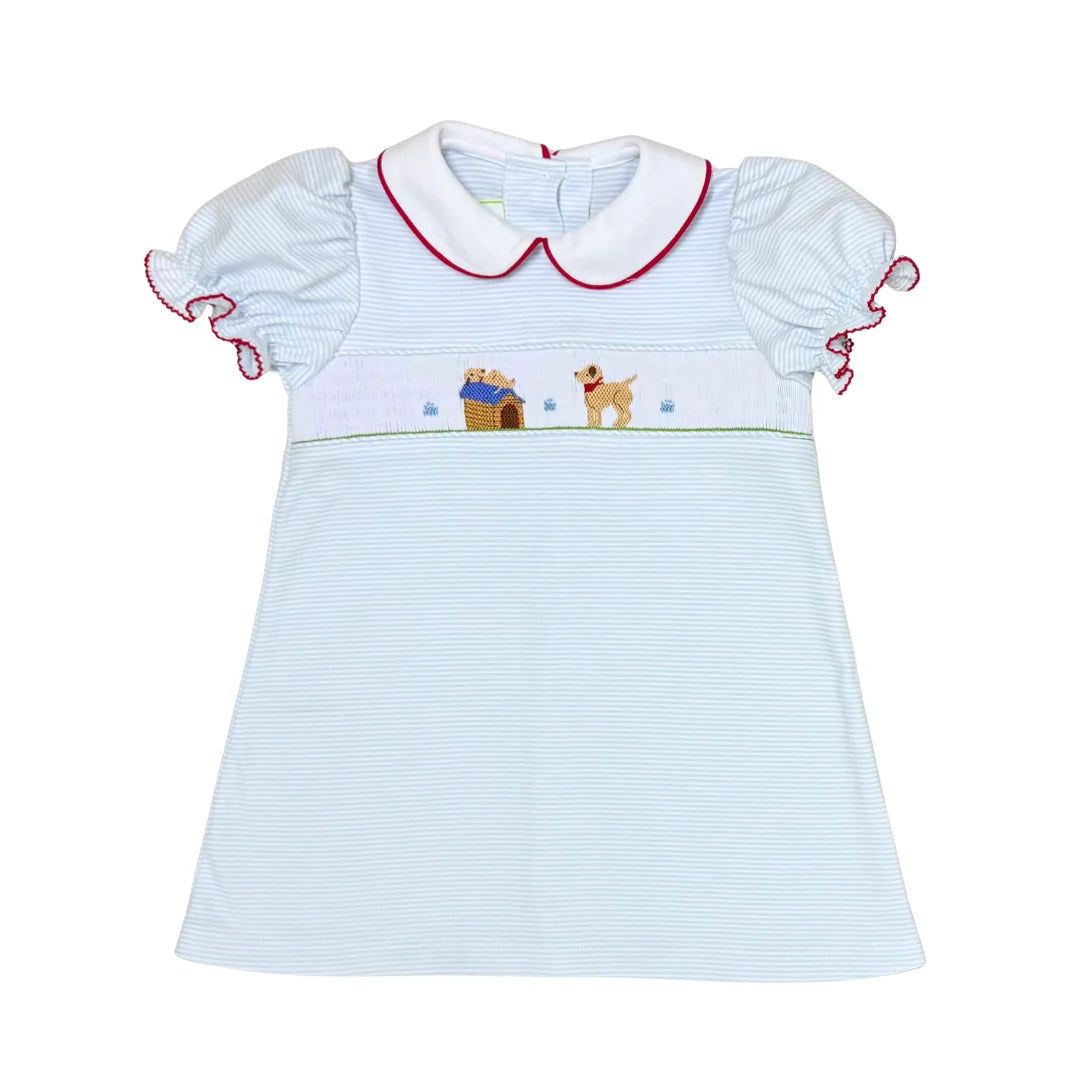 Playful Pups Louisa Dress, Lt Blue Bitty Knit