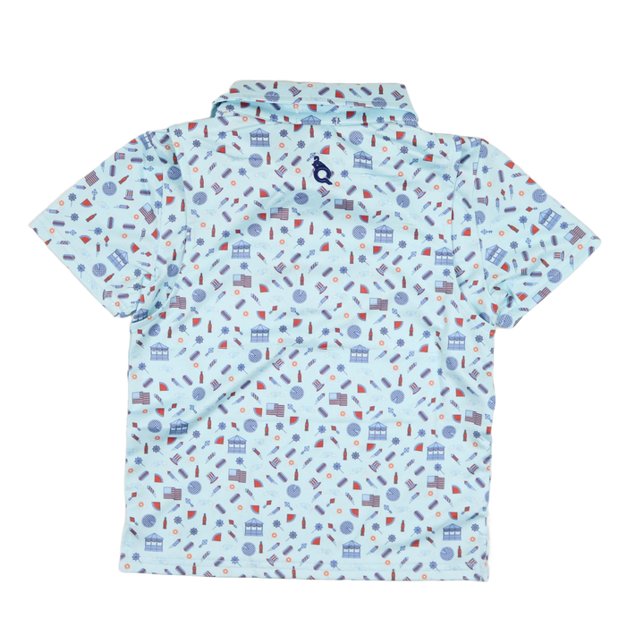 Stars & Stripes Polo Short Sleeve Shirt by Blue Quail - detail view