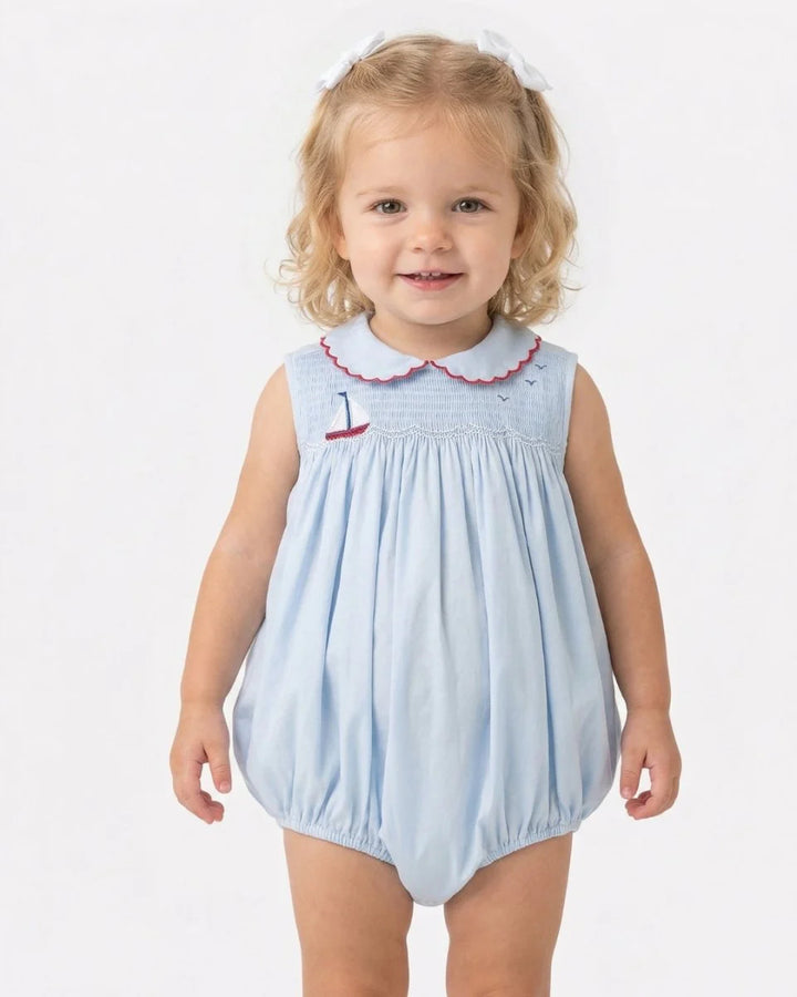 Ella Bubble in Brentwood Blue Pique, Sailboat