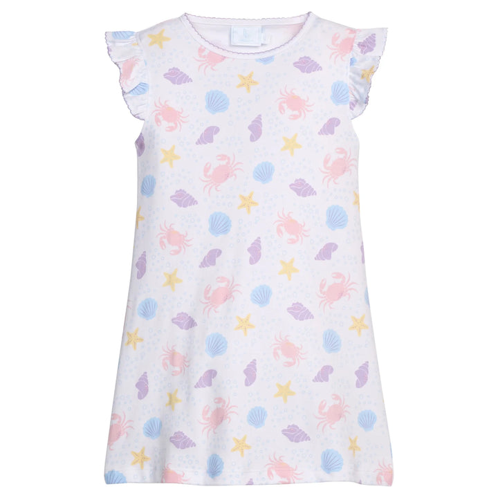 Printed Angel Sleeve Dress - Sea Shells