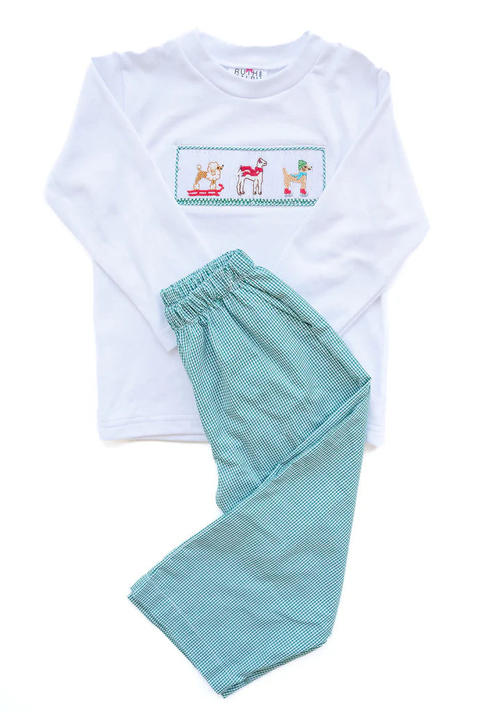 Smocked Snow Dogs Beau Pants Set
